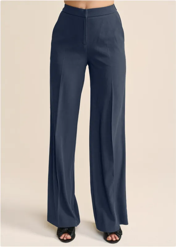 High-Rise Wide Leg Trousers - Navy sold by VENUS