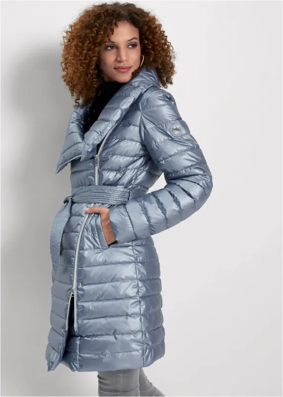Metallic Puffer Coat - Blue sold by VENUS