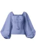 Smocked Eyelet Tassel Top - Light Blue sold by VENUS