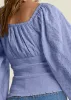Smocked Eyelet Tassel Top - Light Blue sold by VENUS