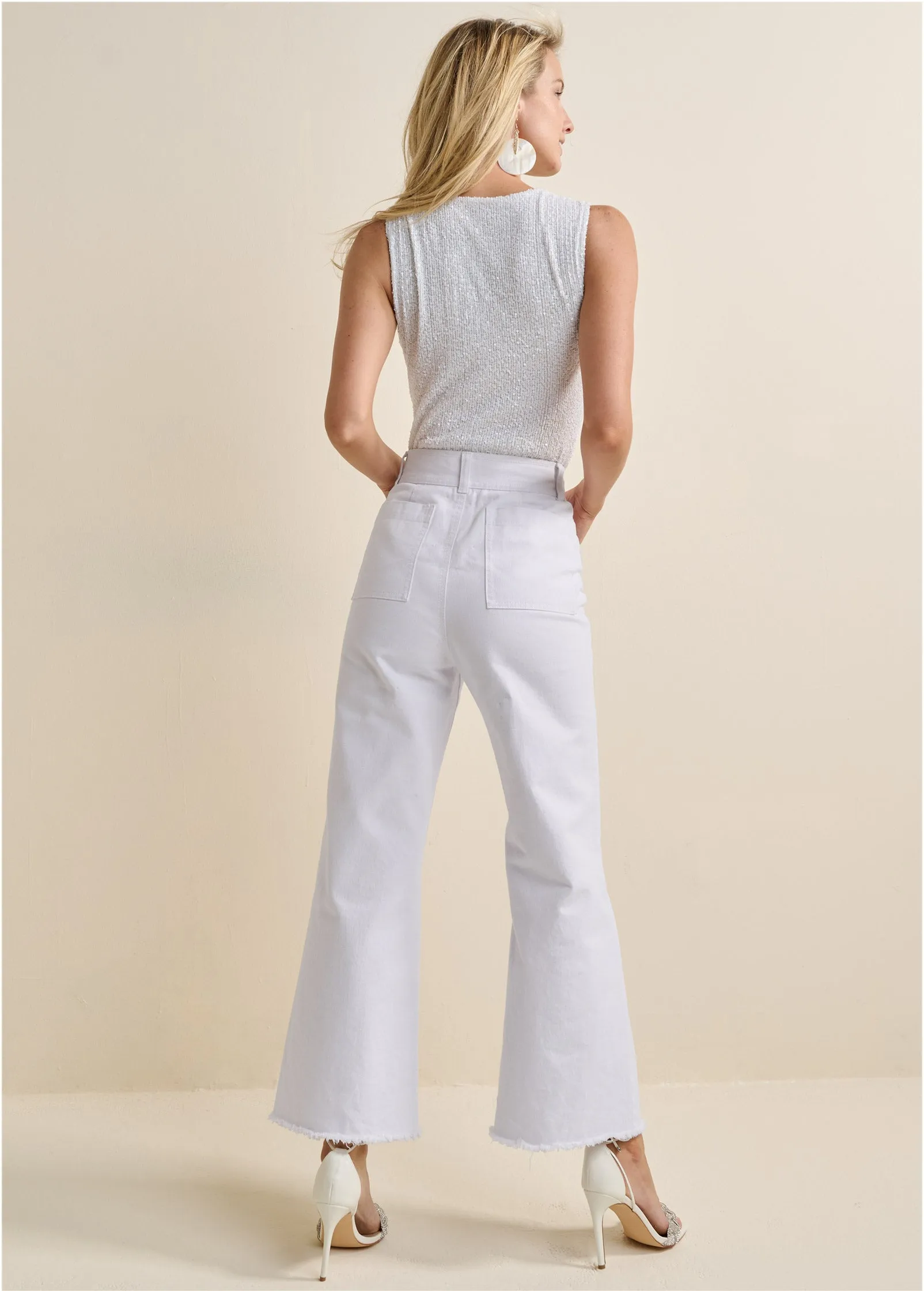 Sequin Plunging Bodysuit - White Sequin sold by VENUS product image thumbnail 3