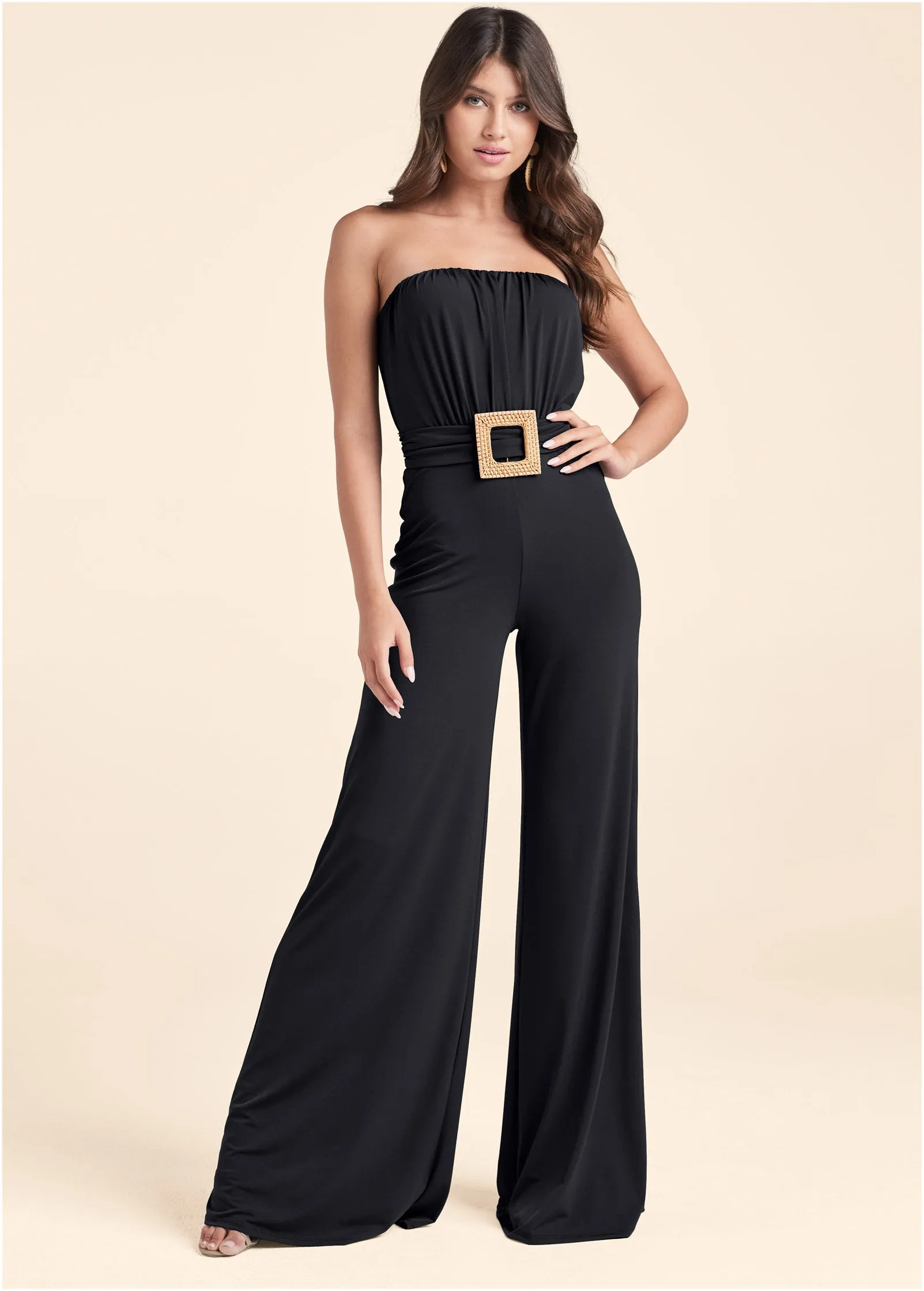 Strapless Belted Jumpsuit - Black sold by VENUS