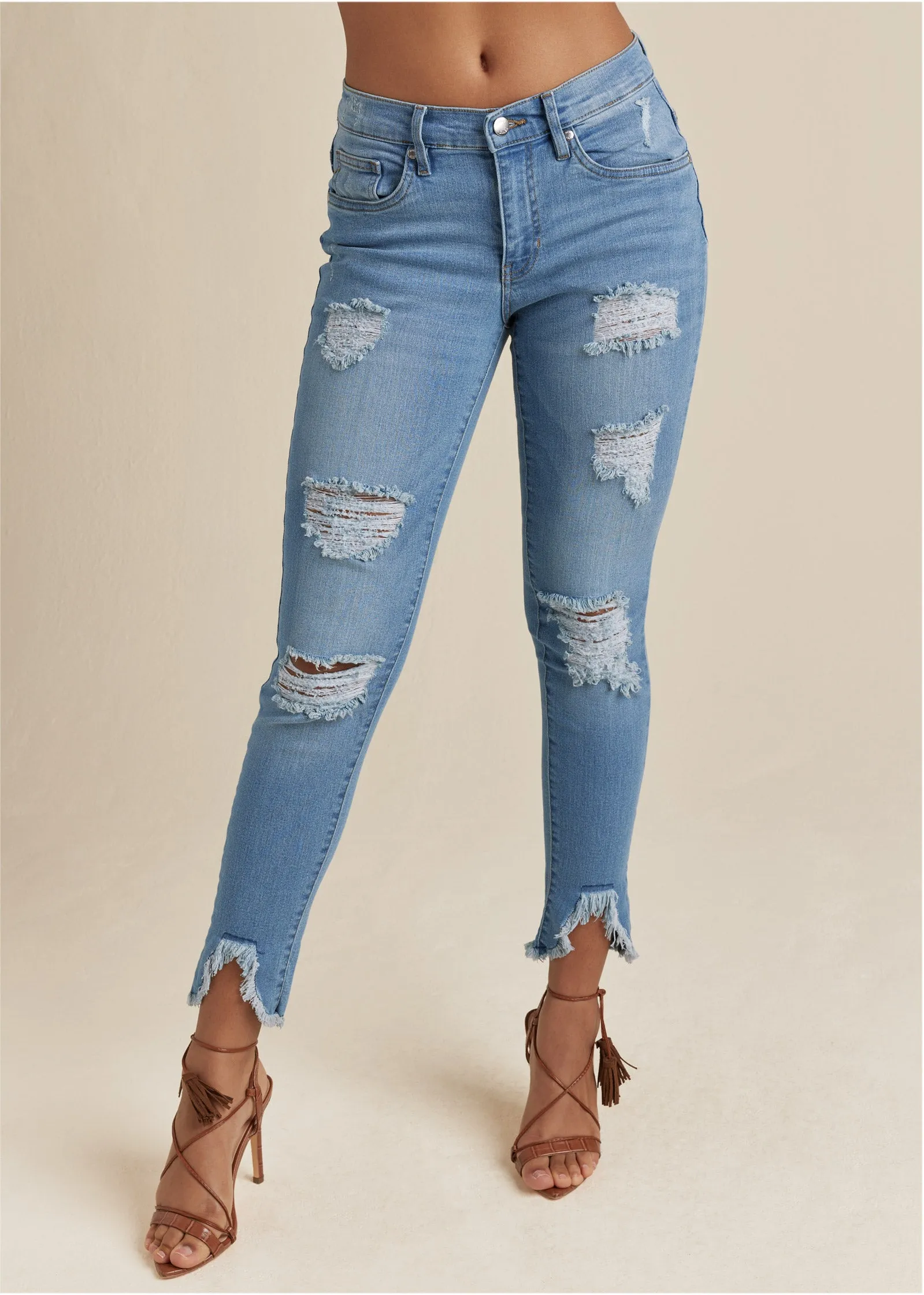 Triangle Hem Jeans - Medium Wash sold by VENUS