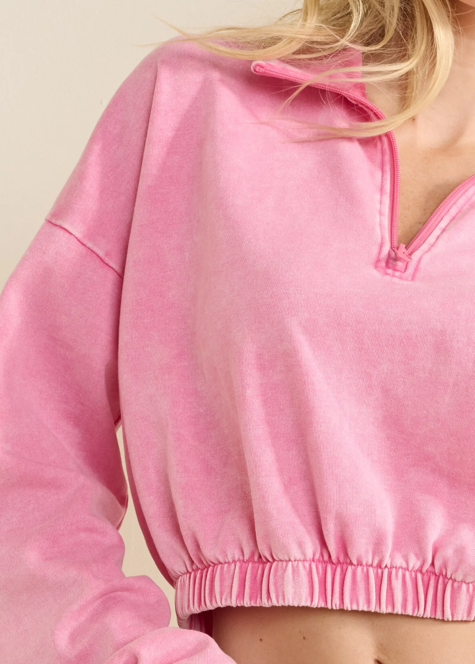 Terry Half-Zip Sweatshirt - Pink sold by VENUS product image thumbnail 5