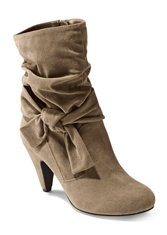 Knotted Slouchy Boots - Taupe sold by VENUS