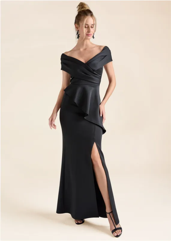 Ruffle Detail Formal Dress  - Black sold by VENUS