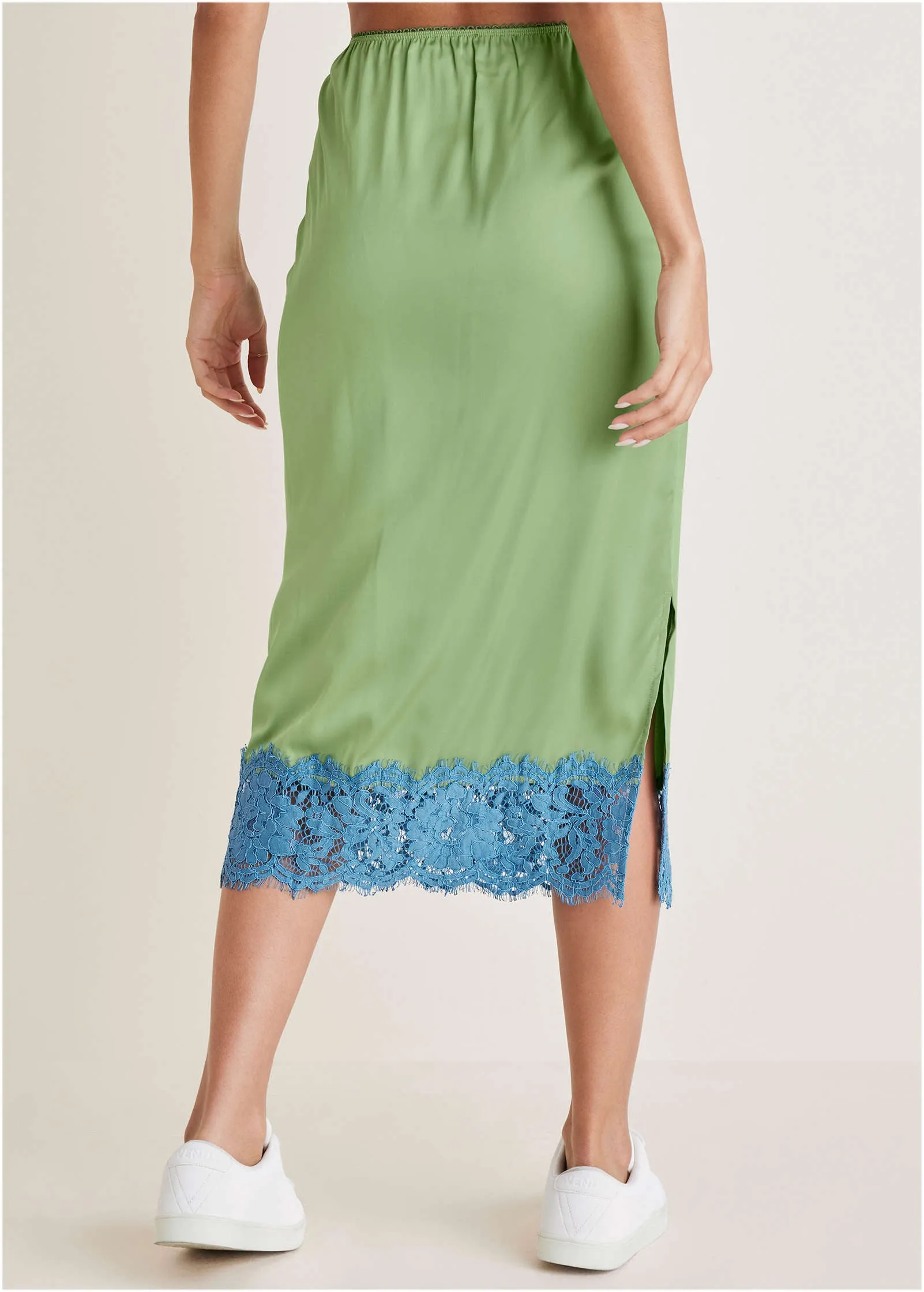 Satin lace trim midi skirt - Basil sold by VENUS product image thumbnail 2