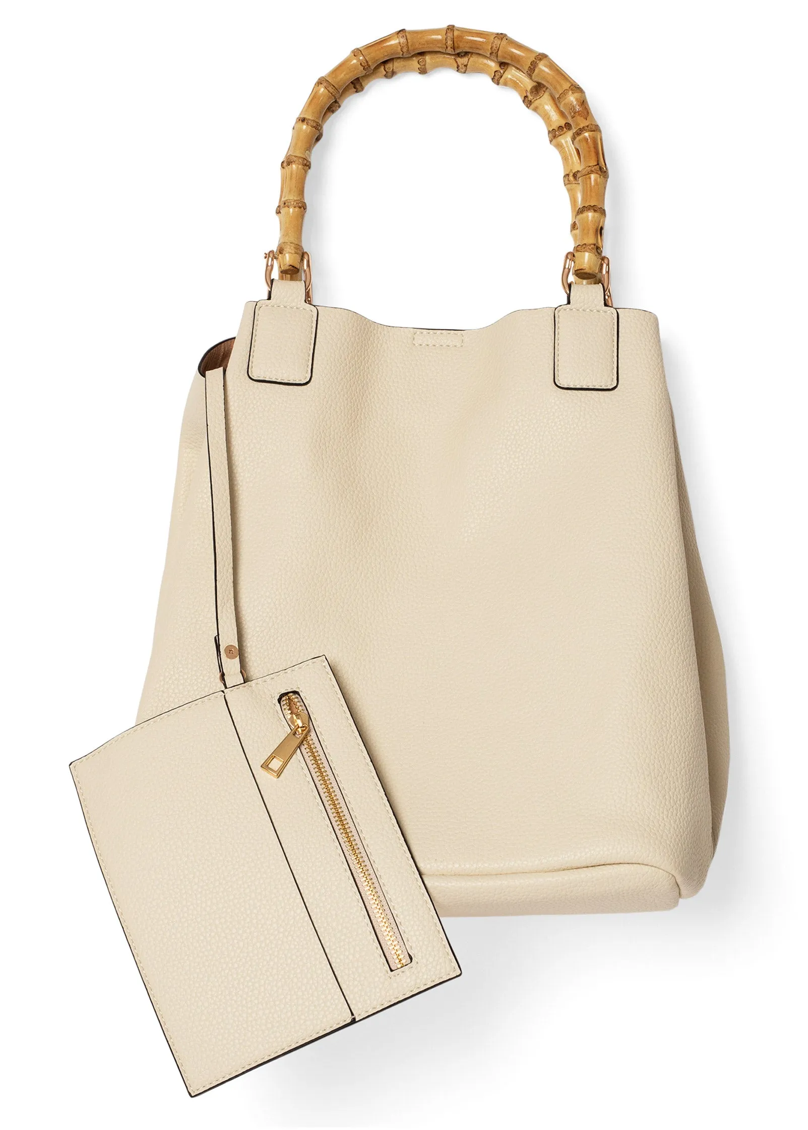 Handbag With Bamboo Handles - Off White sold by VENUS
