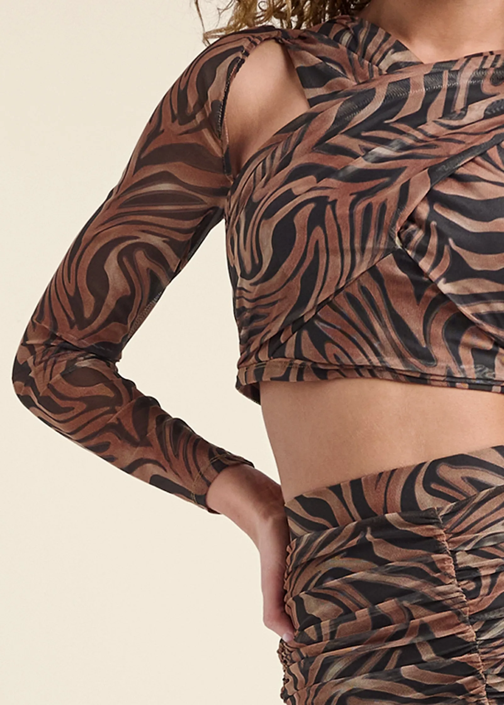 Printed Top And Skirt Set - Black & Tan sold by VENUS product image thumbnail 3