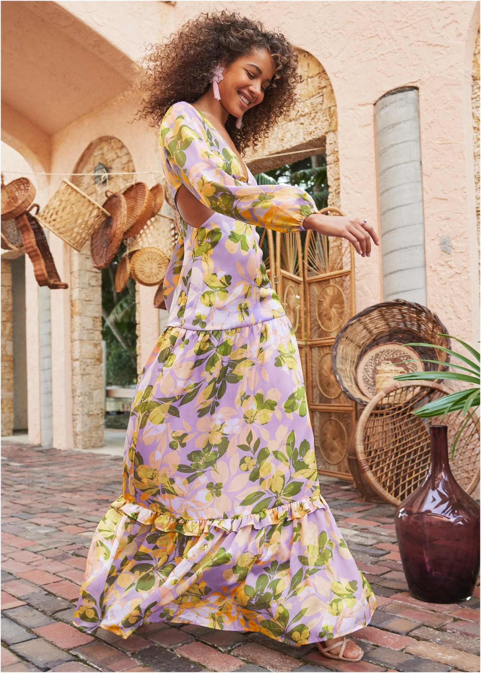 Sherbet Satin Maxi Dress - Fathoms Below Floral sold by VENUS product image thumbnail 5