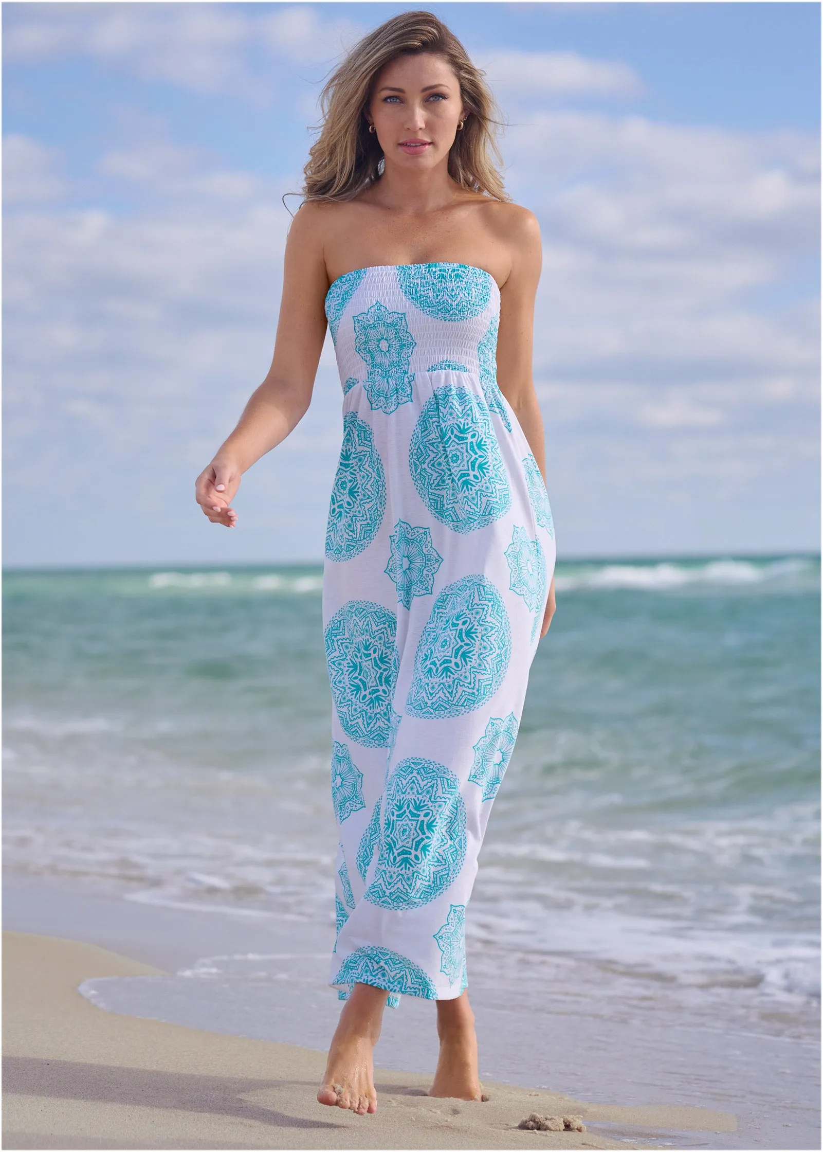 Maxi Dress - Aqua Reef Medallion sold by VENUS