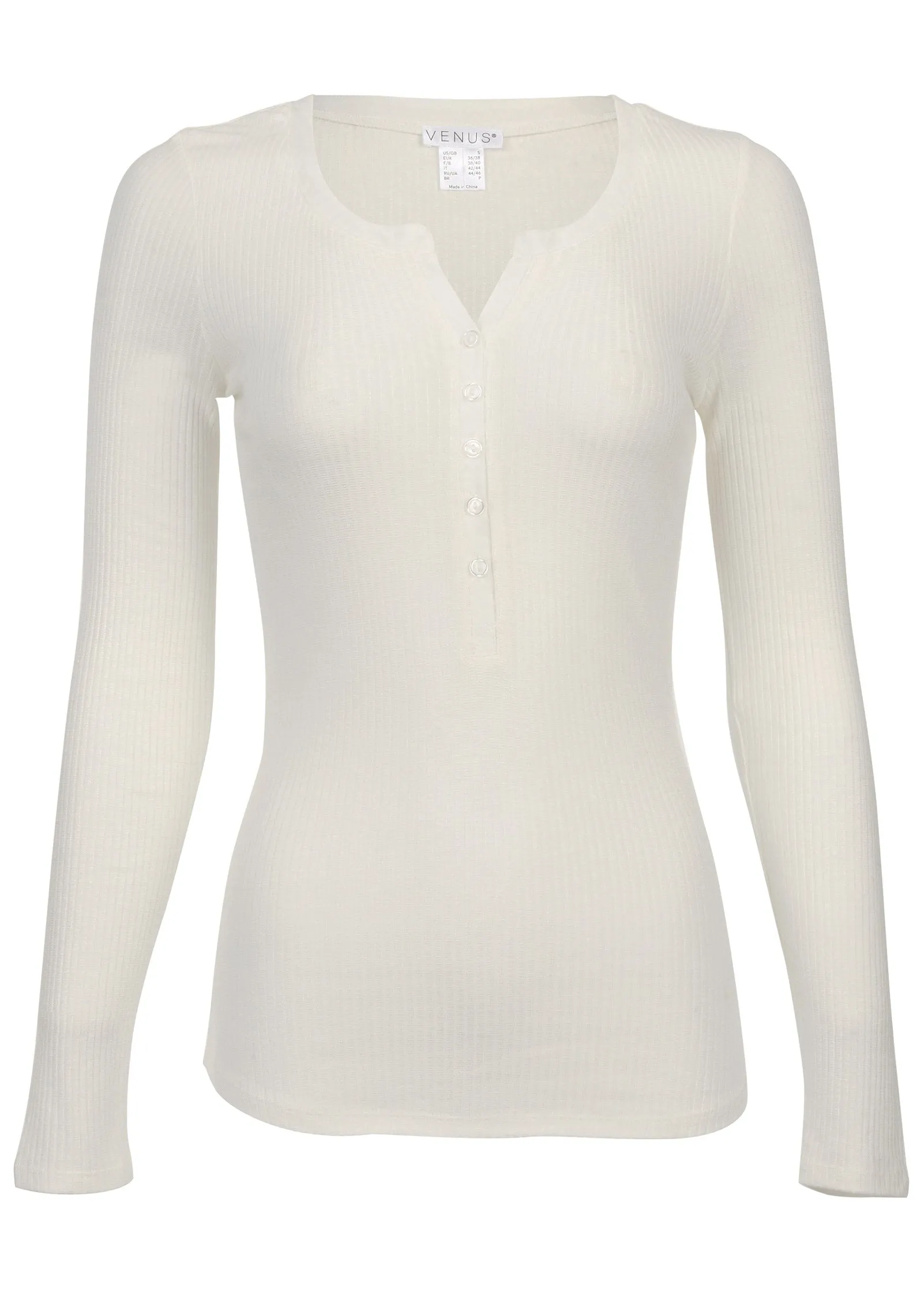 Ribbed Henley Top - Off White sold by VENUS product image thumbnail 5