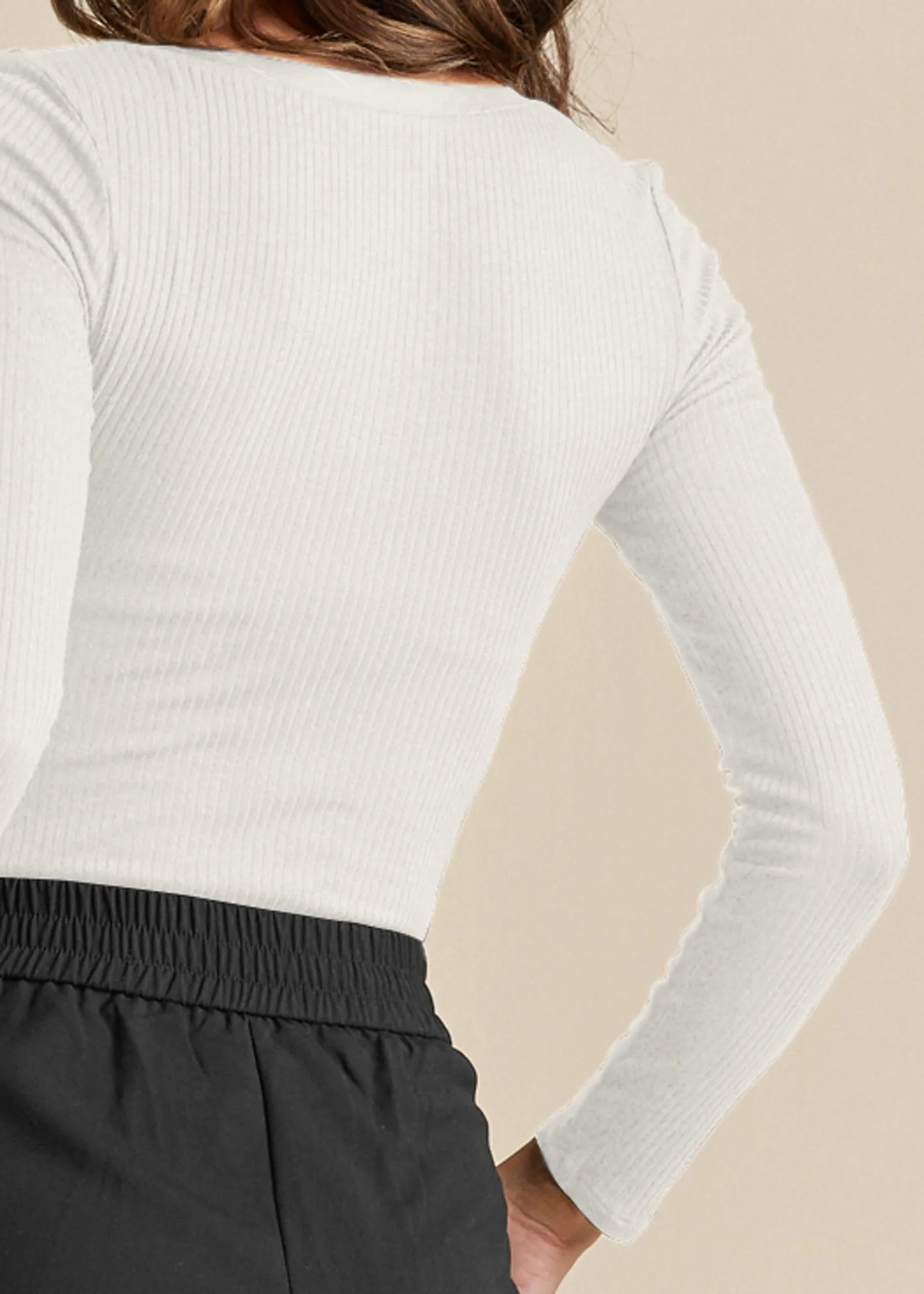 Ribbed Henley Top - Off White sold by VENUS product image thumbnail 4