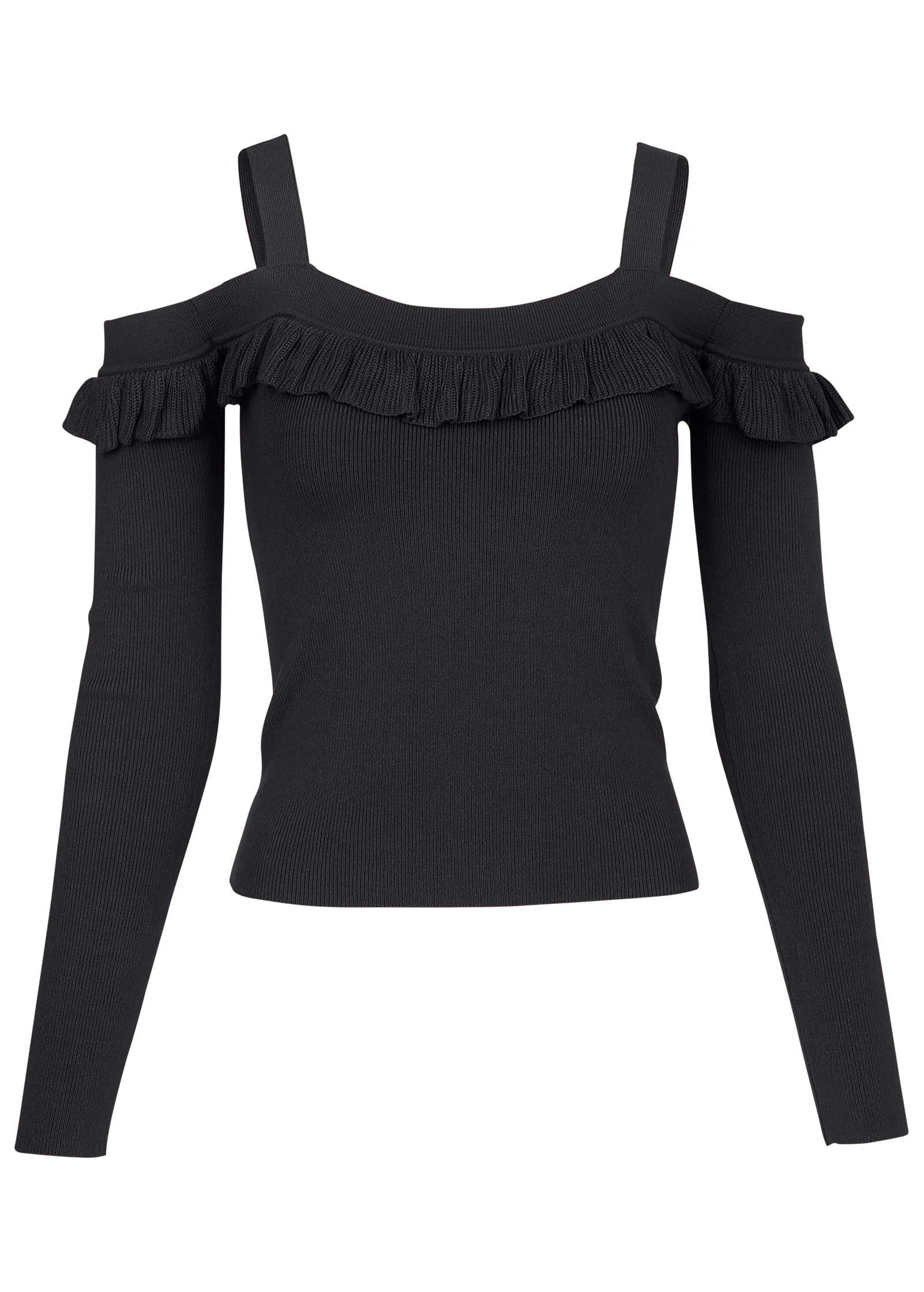 Cold Shoulder Ruffle Top - Black sold by VENUS product image thumbnail 3