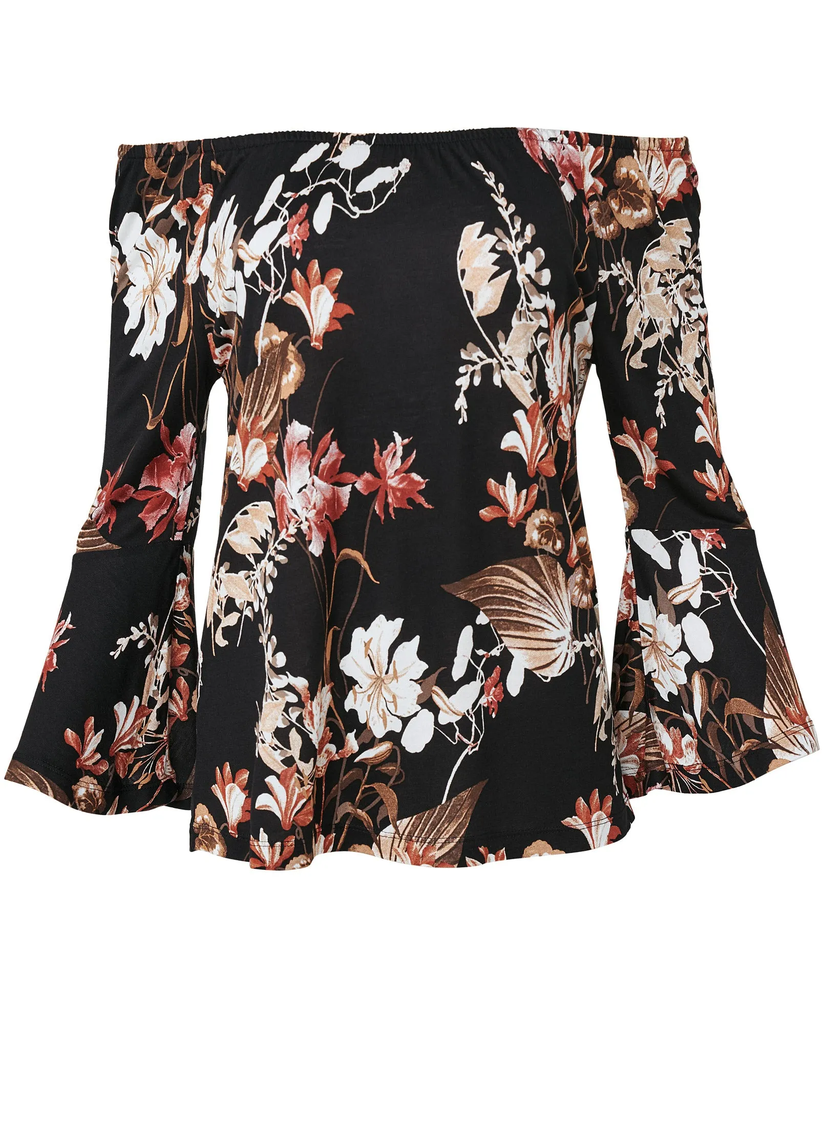 Bell Sleeve Printed Top - Black Multi sold by VENUS product image thumbnail 5