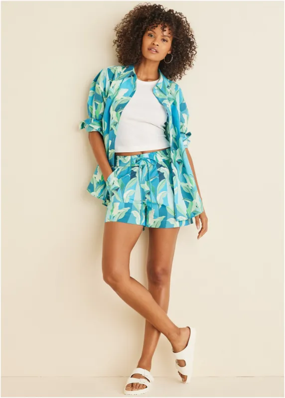 Printed Button Down Top - Botanical Beauty sold by VENUS