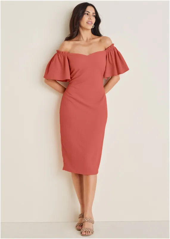Sweetheart midi dress - Burnt Orange sold by VENUS