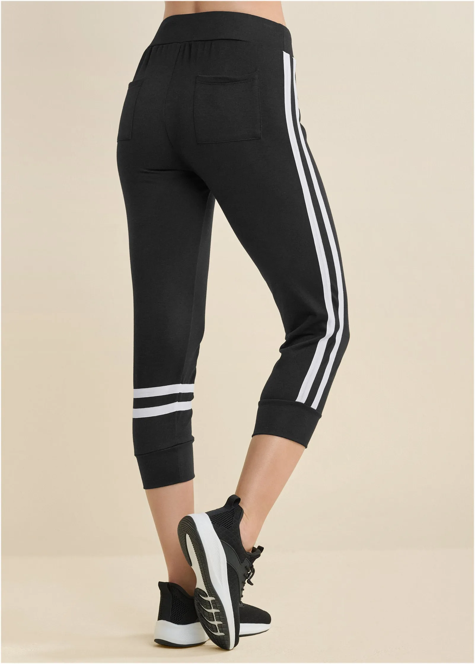 Stripe Detail Lounge Capris - Black & White sold by VENUS product image thumbnail 2