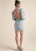 Open-Back Shimmer Dress - Blue Metallic sold by VENUS