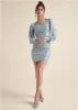 Open-Back Shimmer Dress - Blue Metallic sold by VENUS