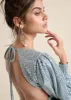 Open-Back Shimmer Dress - Blue Metallic sold by VENUS