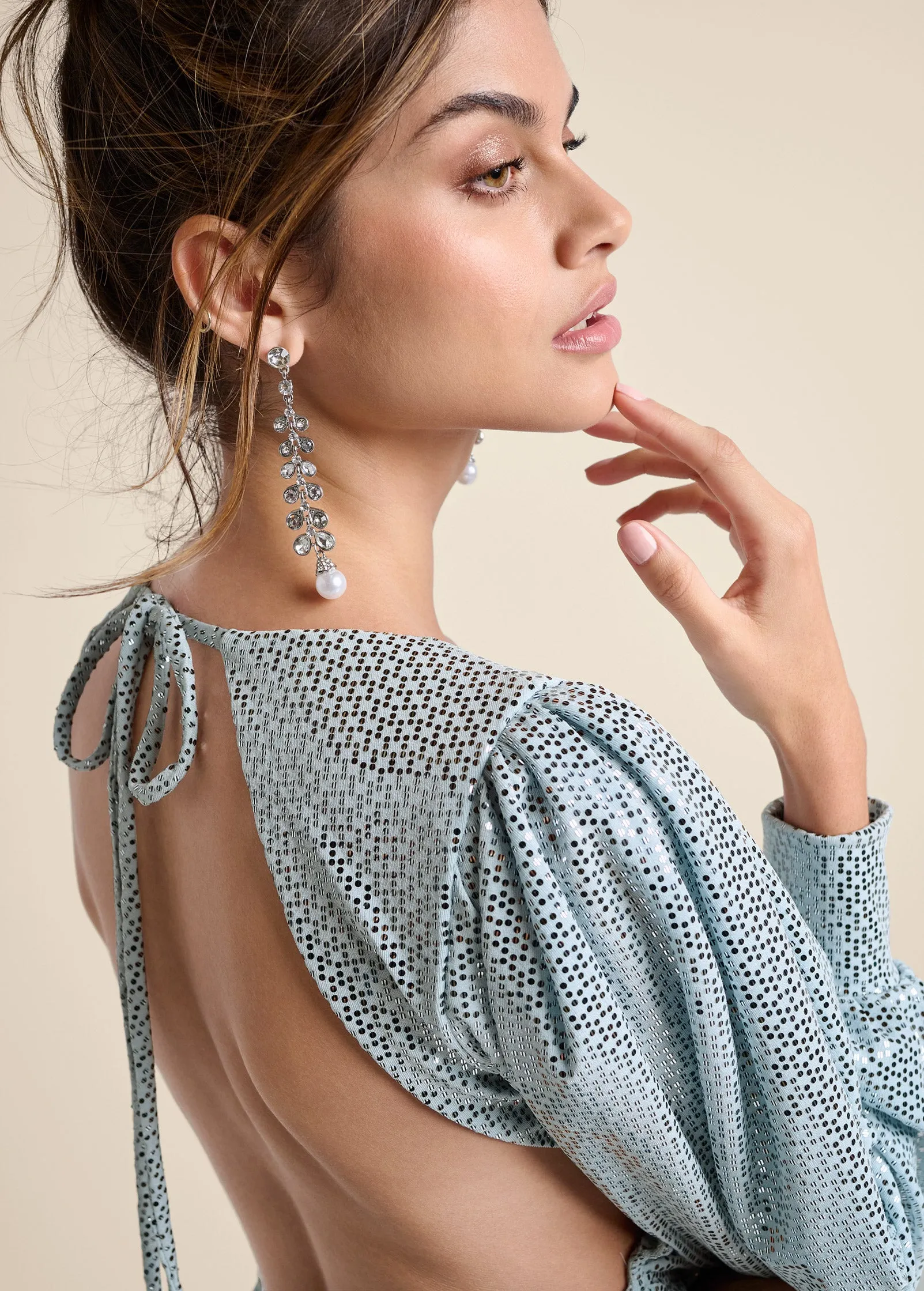 Open-Back Shimmer Dress - Blue Metallic sold by VENUS product image thumbnail 4