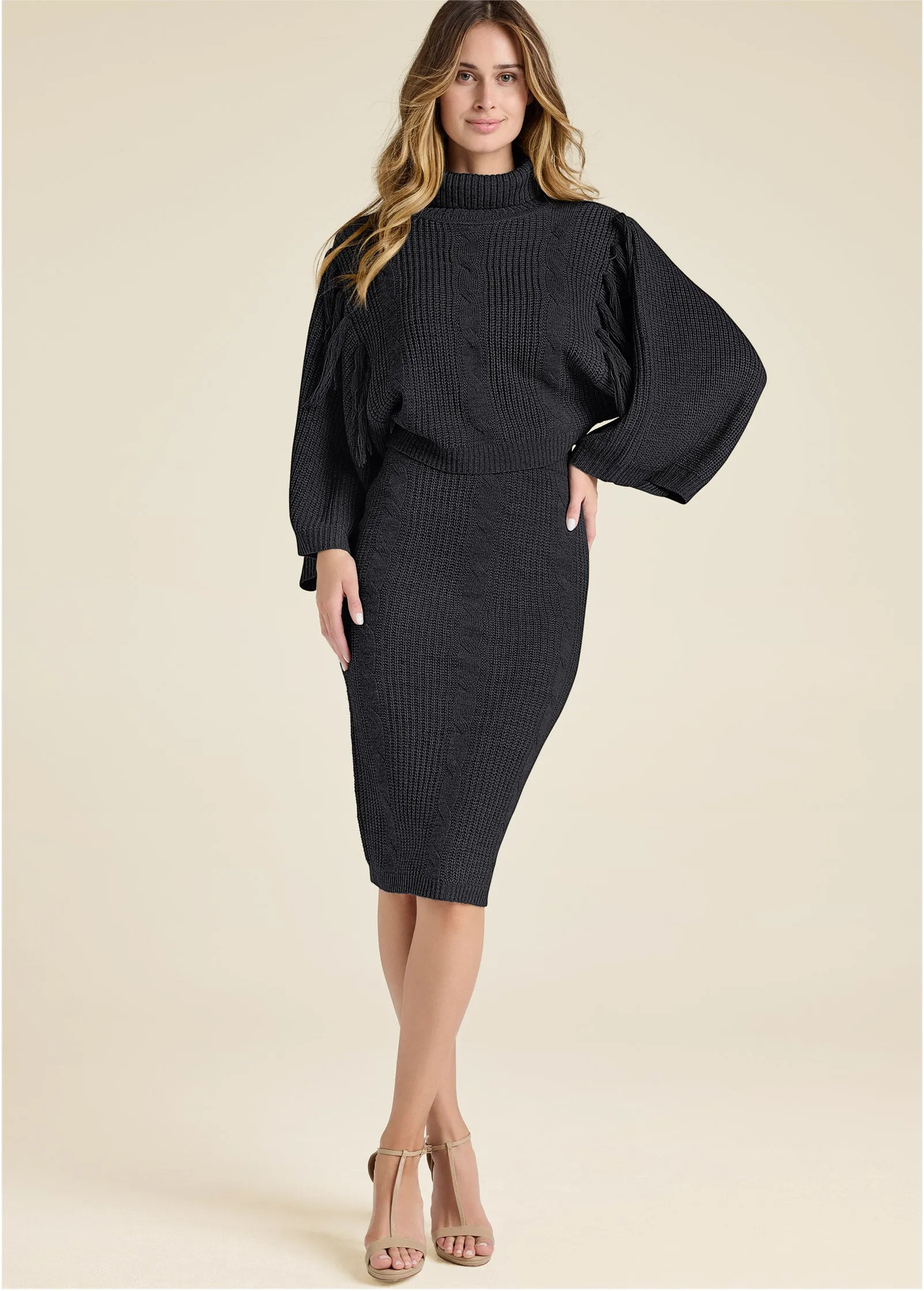 Two-Piece Sweater Dress - Black sold by VENUS