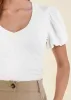 Puff Sleeve V-Neck Tee - White sold by VENUS