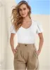 Puff Sleeve V-Neck Tee - White sold by VENUS