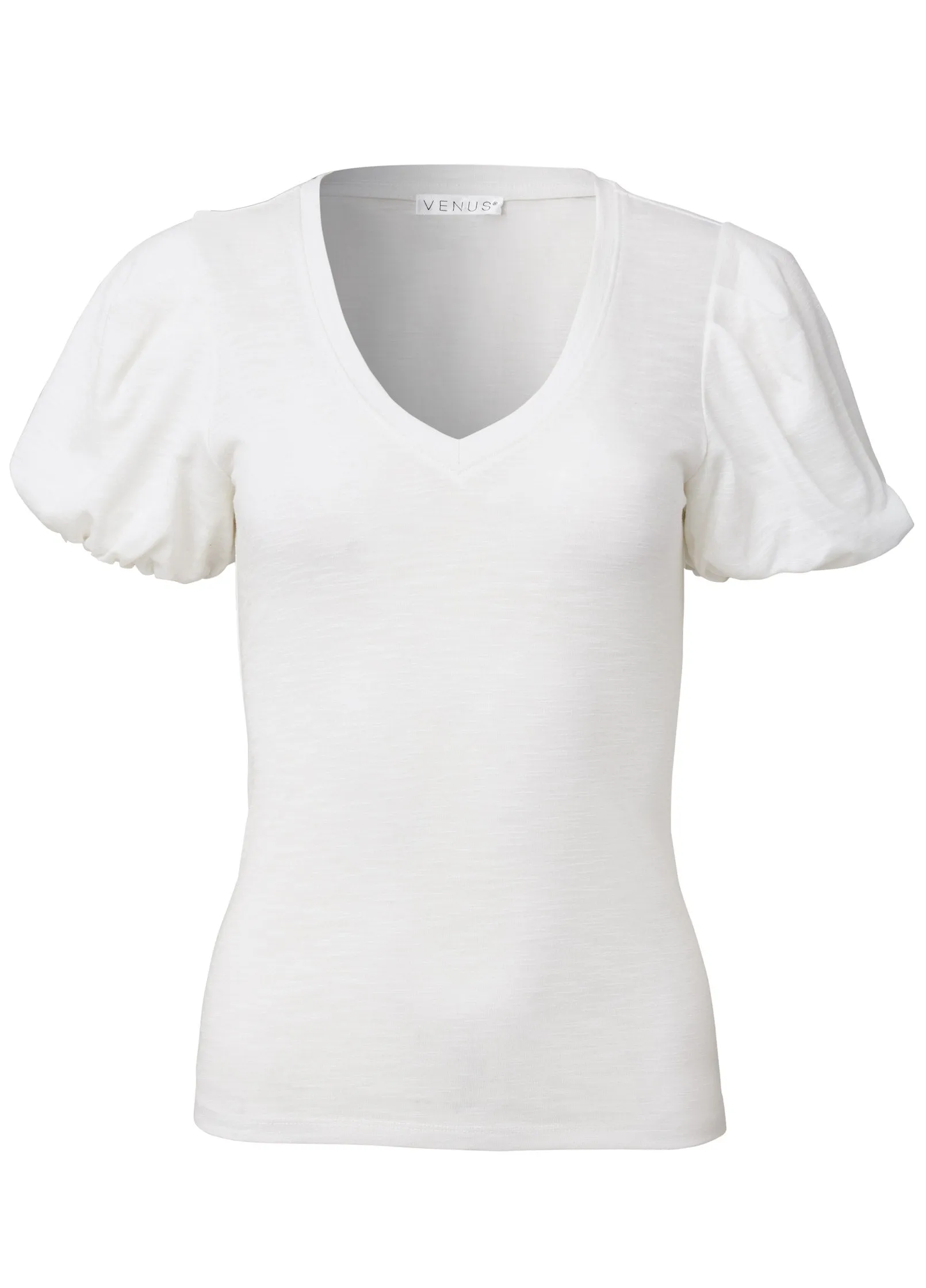Puff Sleeve V-Neck Tee - White sold by VENUS product image thumbnail 5