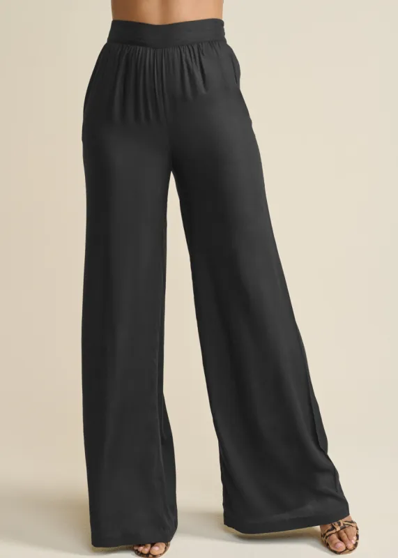 High-Waist Wide Leg Pants - Black sold by VENUS