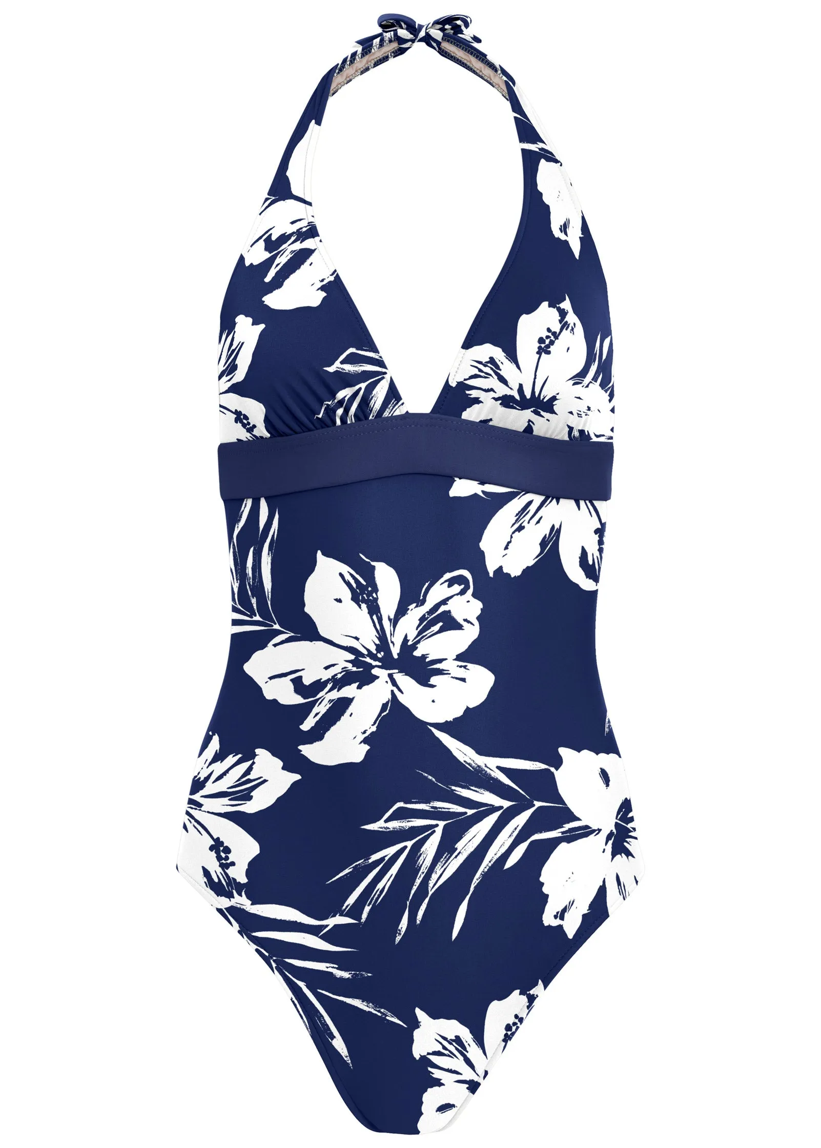 Slimming Halter One-Piece - Navy Blue Hibiscus sold by VENUS product image thumbnail 5