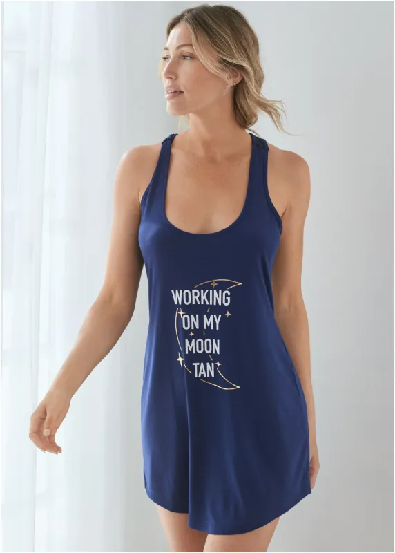 Lace Back Nightgown - Navy sold by VENUS