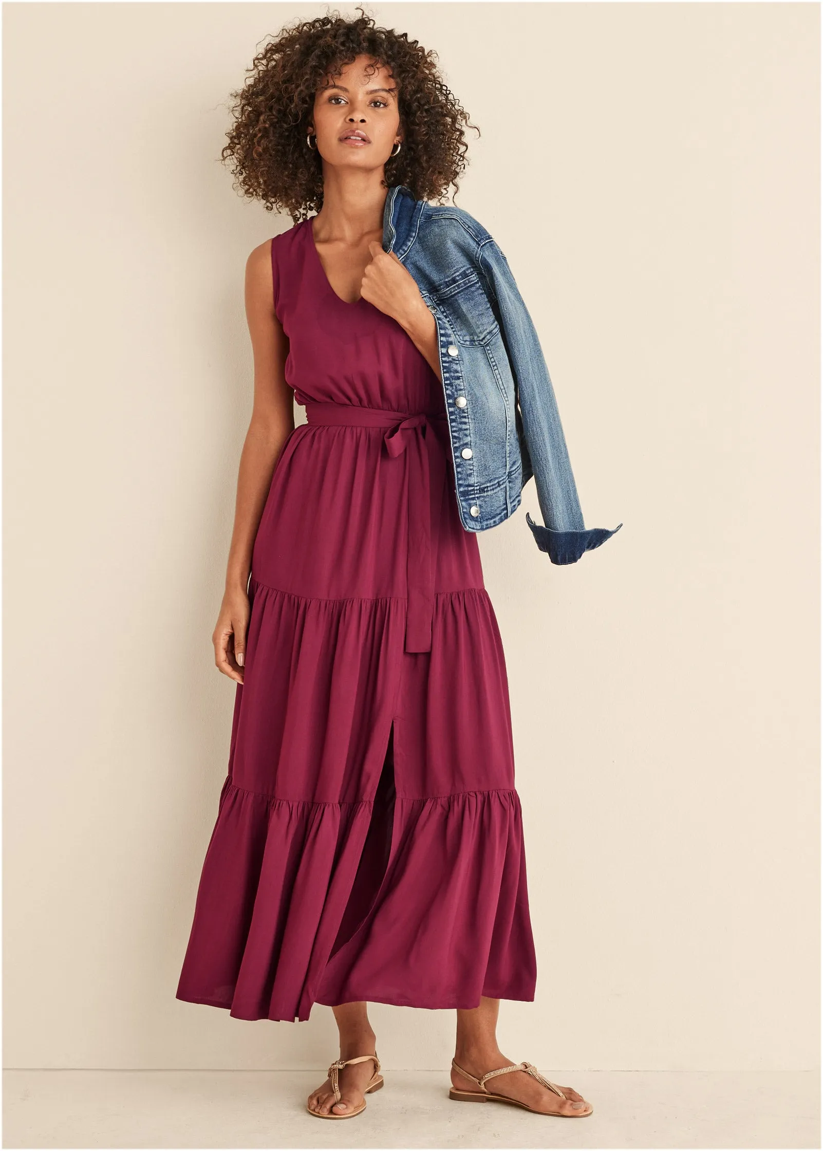 Wrap Tiered Maxi Dress - Mauve sold by VENUS product image thumbnail 4