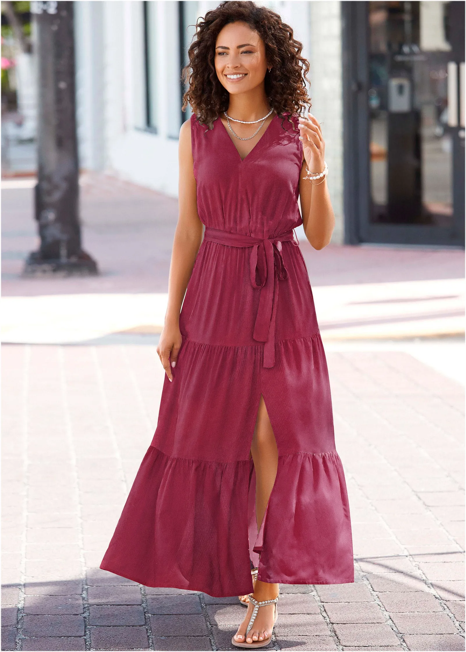 Wrap Tiered Maxi Dress - Mauve sold by VENUS product image thumbnail 5