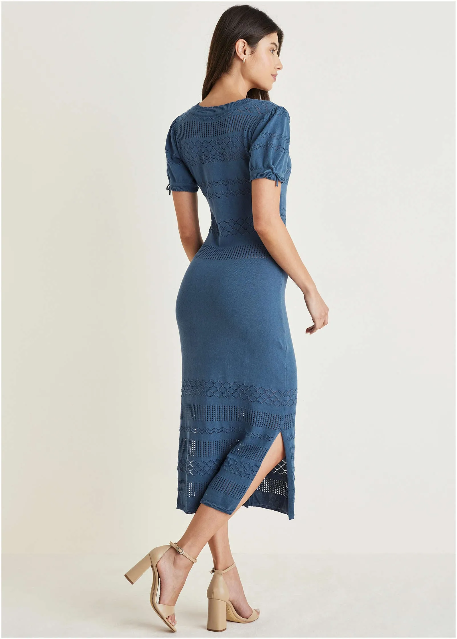 Pointelle Midi Dress - Navy sold by VENUS product image thumbnail 2