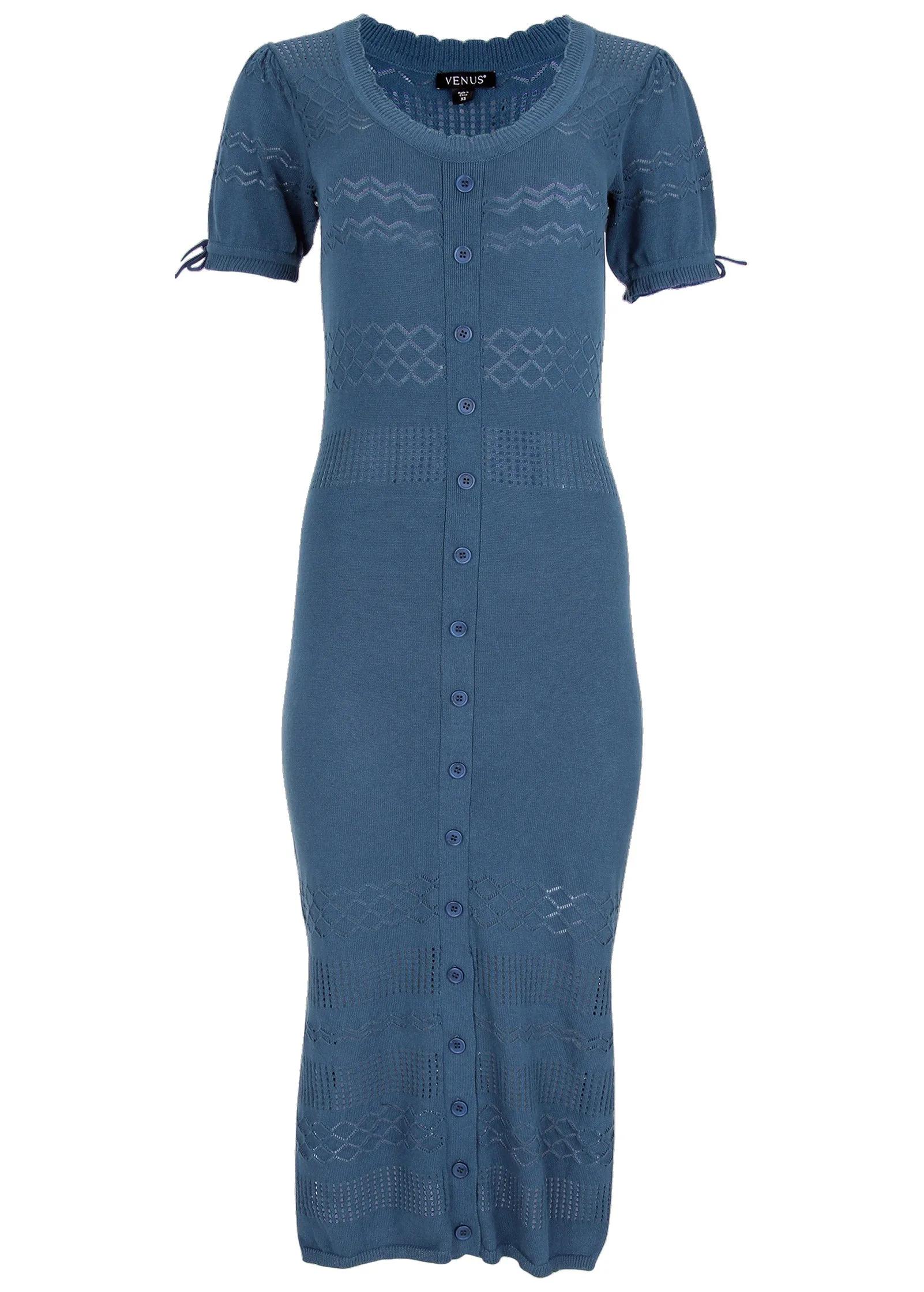 Pointelle Midi Dress - Navy sold by VENUS product image thumbnail 4
