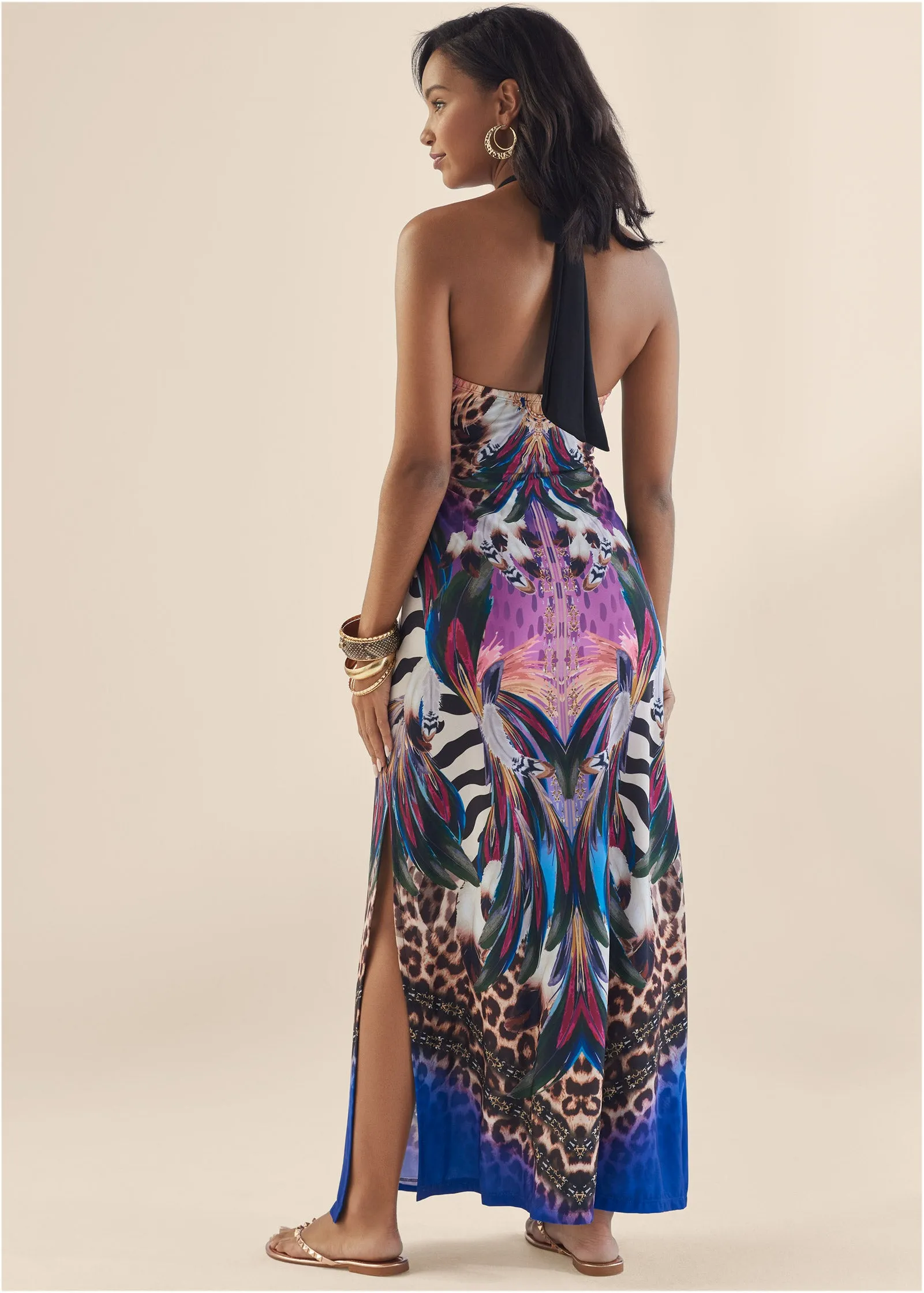 Jungle Party Halter Dress - Purple Multi sold by VENUS product image thumbnail 2