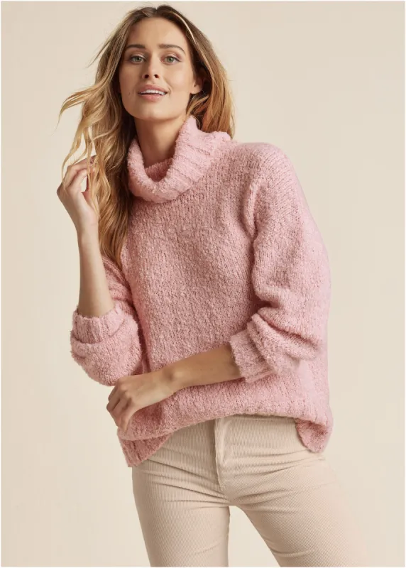 Oversize Turtleneck Sweater - Pink sold by VENUS