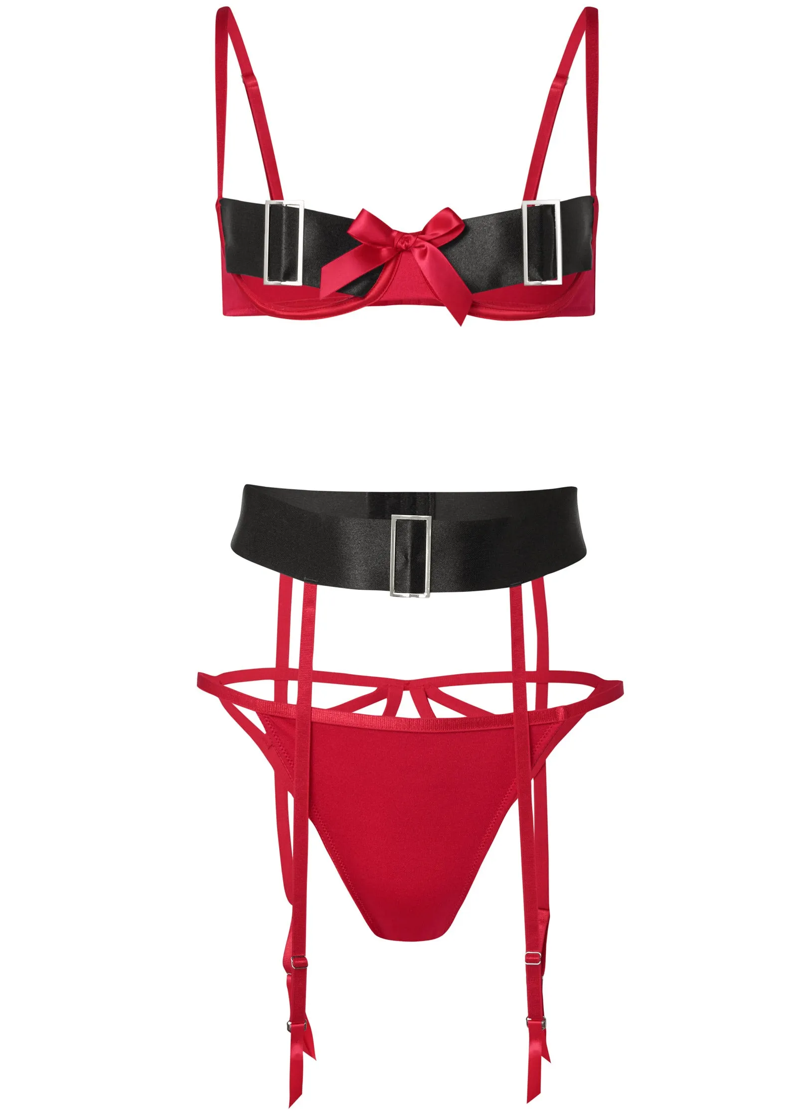 Open Cup Santa Bra Set - Black & Red sold by VENUS product image thumbnail 5