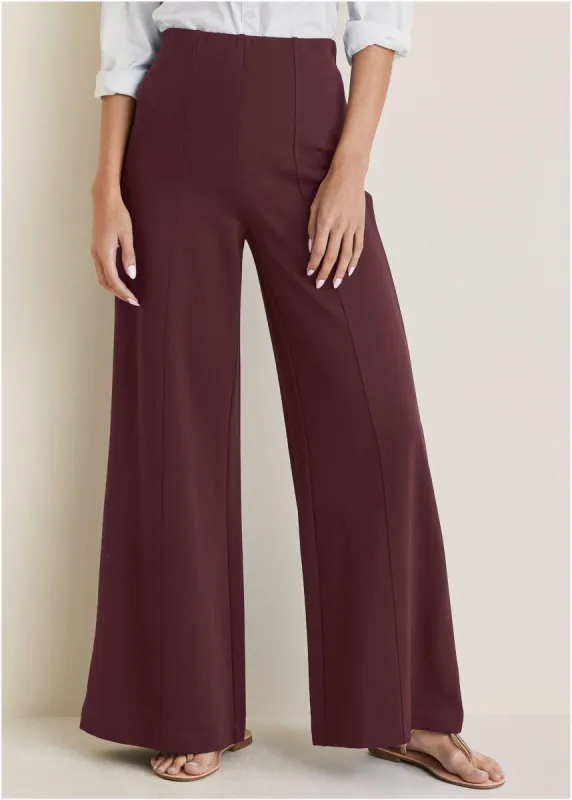 Diana Wide Leg Pants - Wine sold by VENUS