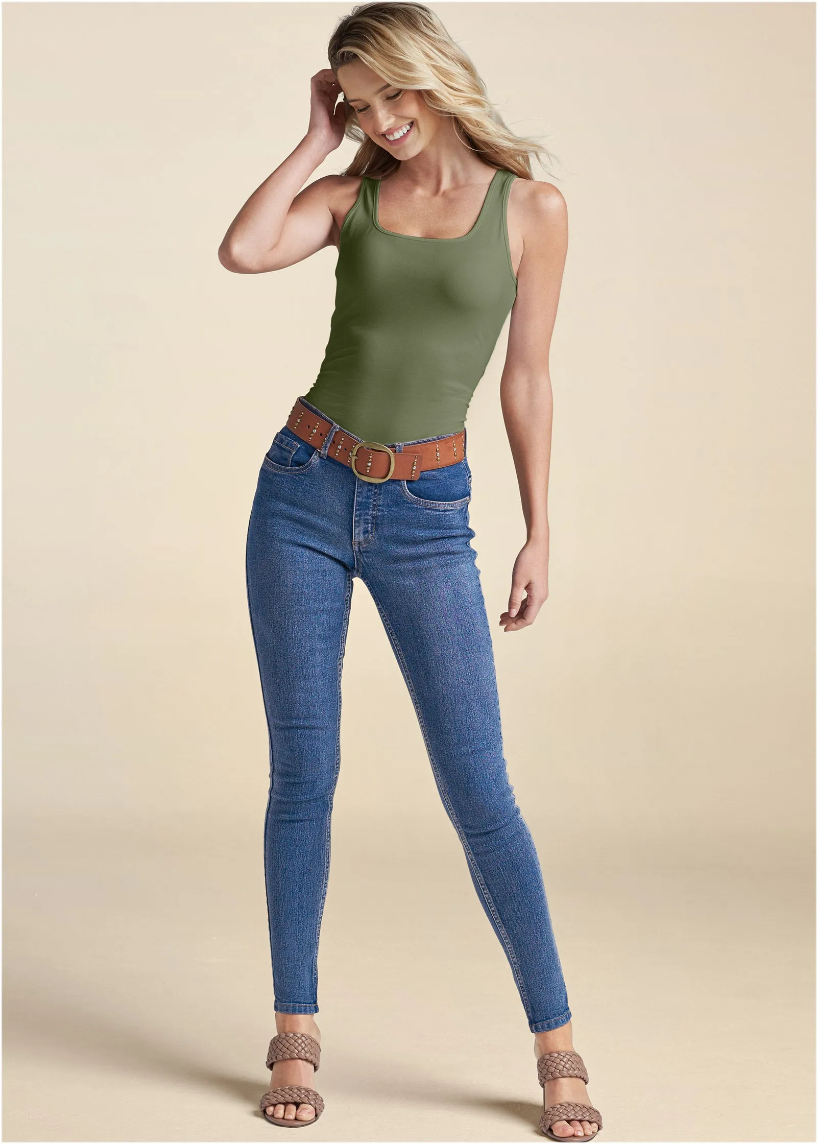 Square Neck Tank Top - Olive sold by VENUS product image thumbnail 2