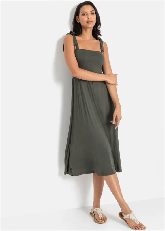Tie Strap Midi Dress - Olive sold by VENUS