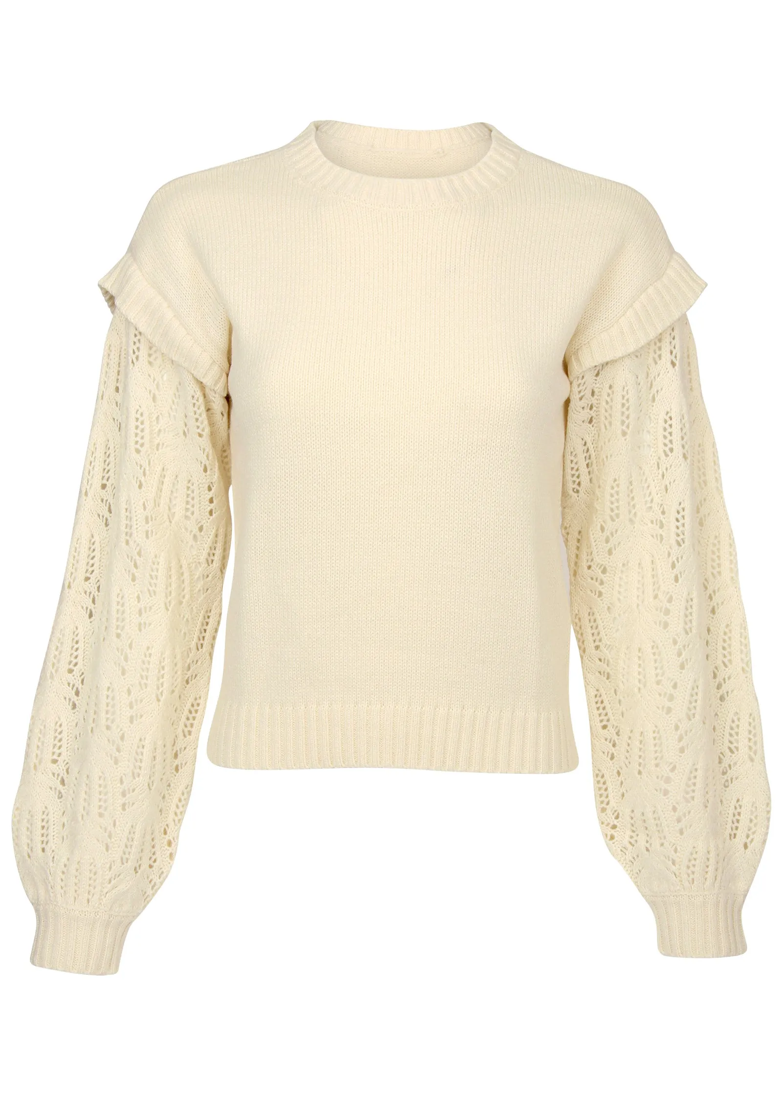 Pointelle Sleeve Crew Neck - Off White sold by VENUS product image thumbnail 4