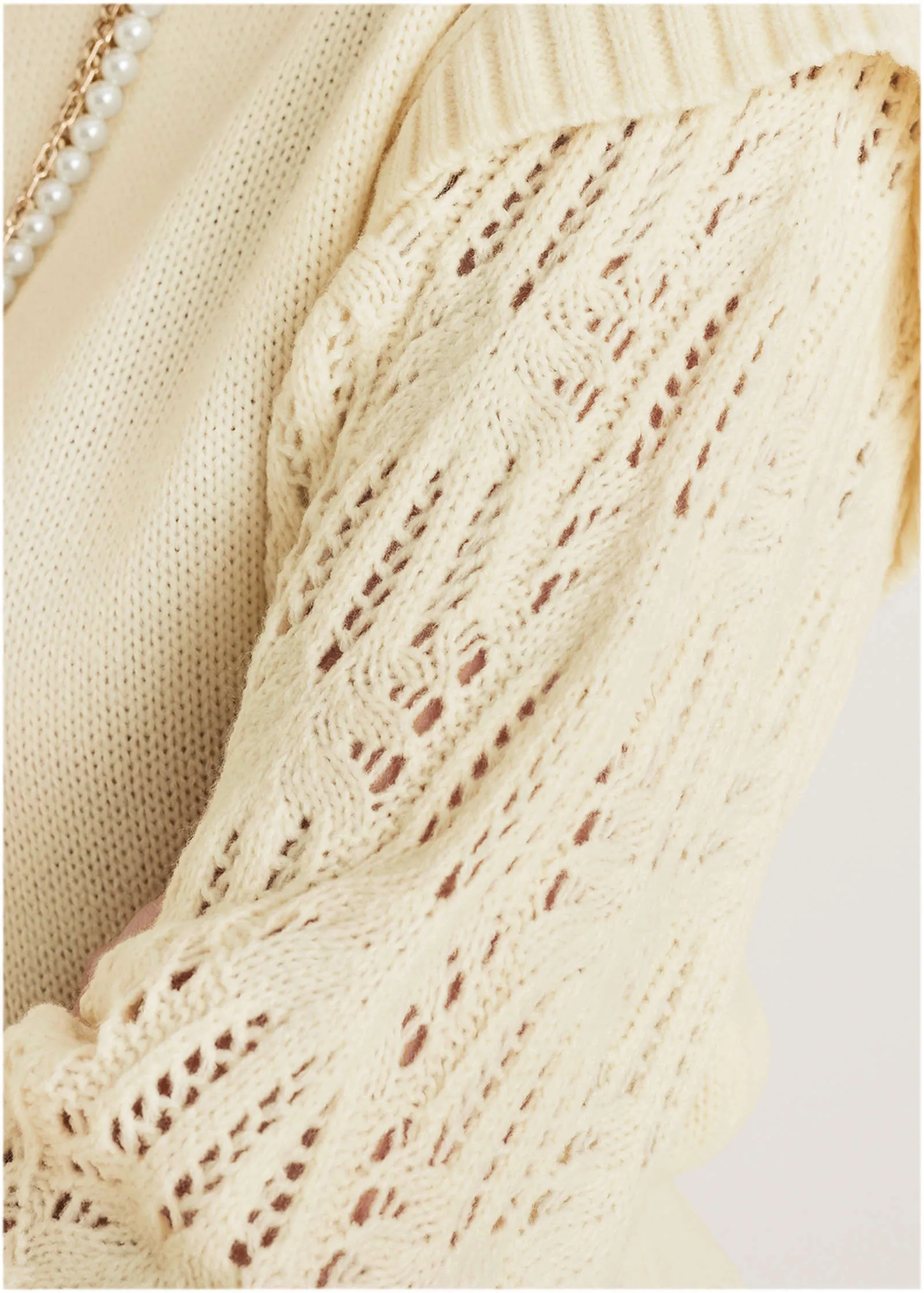 Pointelle Sleeve Crew Neck - Off White sold by VENUS product image thumbnail 3