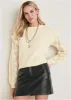 Pointelle Sleeve Crew Neck - Off White sold by VENUS