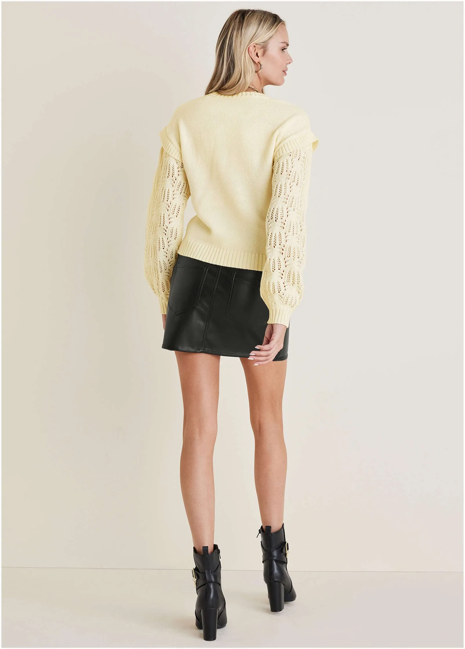 Pointelle Sleeve Crew Neck - Off White sold by VENUS product image thumbnail 2
