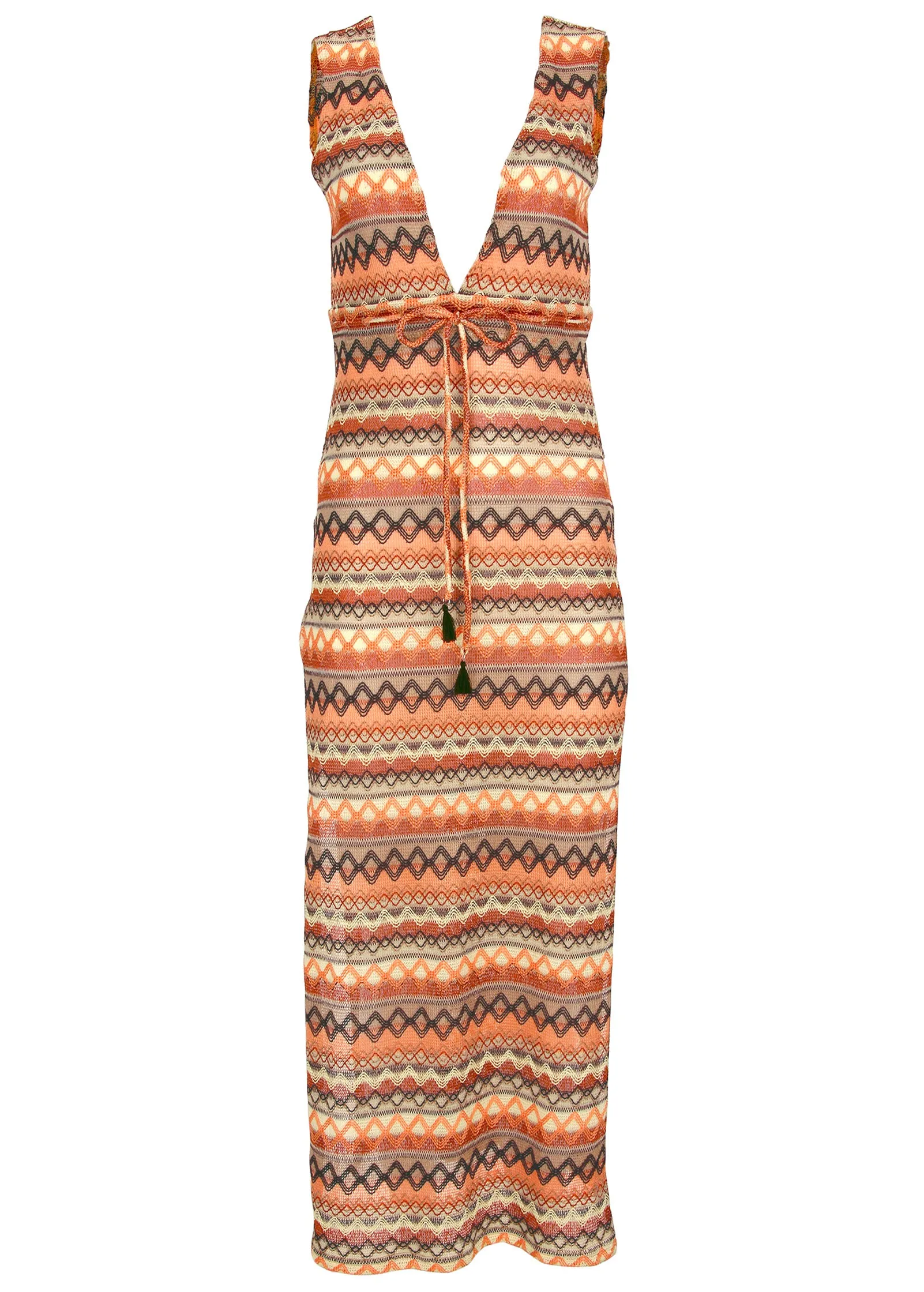 Crochet Maxi Cover-Up Dress - Tan Combo sold by VENUS product image thumbnail 3