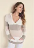 Cozy Striped Hooded Sweater - Blush Multi sold by VENUS