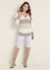 Cozy Striped Hooded Sweater - Blush Multi sold by VENUS